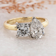 Noah James Jewellers Manchester Bespoke Gallery BESPOKE TOI ET MOI PEAR AND PRINCESS CUT ENGAGEMENT RING Lab Grown Diamond Moissanite