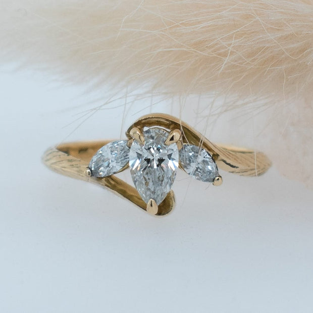 Noah James Jewellers Manchester Bespoke Gallery BESPOKE TRIO PEAR SHAPE ENGAGEMENT RING Lab Grown Diamond Moissanite