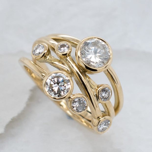 Noah James Jewellers Manchester Bespoke Gallery BESPOKE YELLOW GOLD SCATTER RING Lab Grown Diamond Moissanite