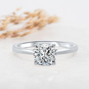 Noah James Jewellers Manchester Engagement Ring Celeste Cushion Cut Solitaire Engagement Ring Platinum Lab Grown Diamond Moissanite