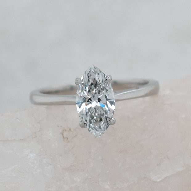 Noah James Jewellers Manchester In Stock Engagement Ring Celeste Marquise Cut Lab Grown Diamond Platinum Solitaire Engagement Ring 1.00ct Lab Grown Diamond Moissanite