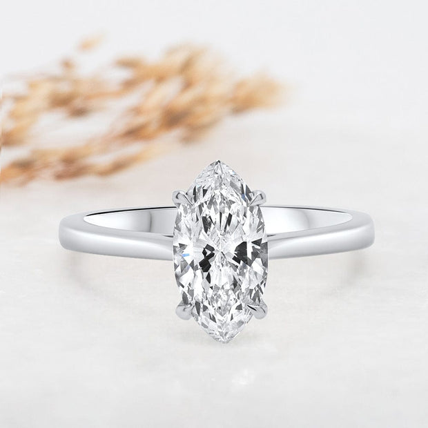 Noah James Jewellers Manchester Engagement Ring Celeste Marquise Cut Solitaire Engagement Ring Platinum Lab Grown Diamond Moissanite