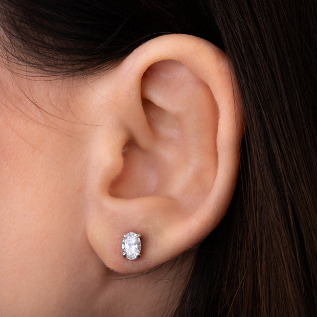 Celeste Oval Claw Set Lab-Grown Diamond Earrings 1.00ct 18ct White Gol