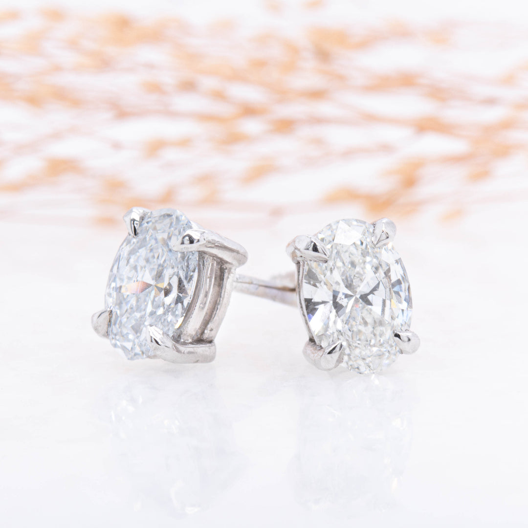 Celeste Oval Claw Set Lab-Grown Diamond Earrings 1.00ct 18ct White Gol