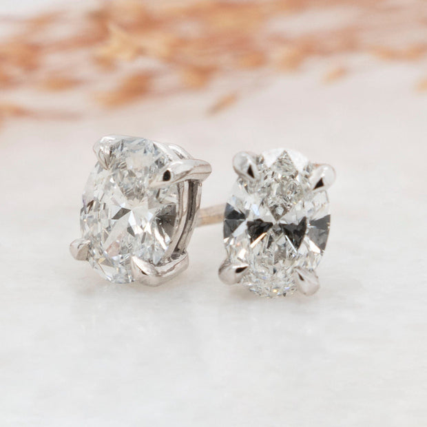 Noah James Jewellers Manchester In Stock Earring Celeste Oval Claw Set Lab-Grown Diamond Earrings 1.00ct 18ct White Gold Lab Grown Diamond Moissanite