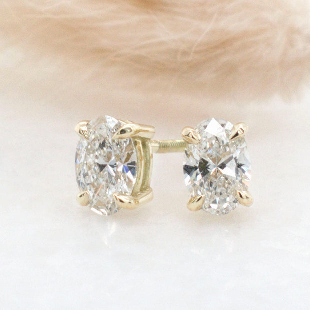 Noah James Jewellers Manchester In Stock Earring Celeste Oval Claw Set Lab-Grown Diamond Earrings 1.00ct 18ct Yellow Gold Lab Grown Diamond Moissanite