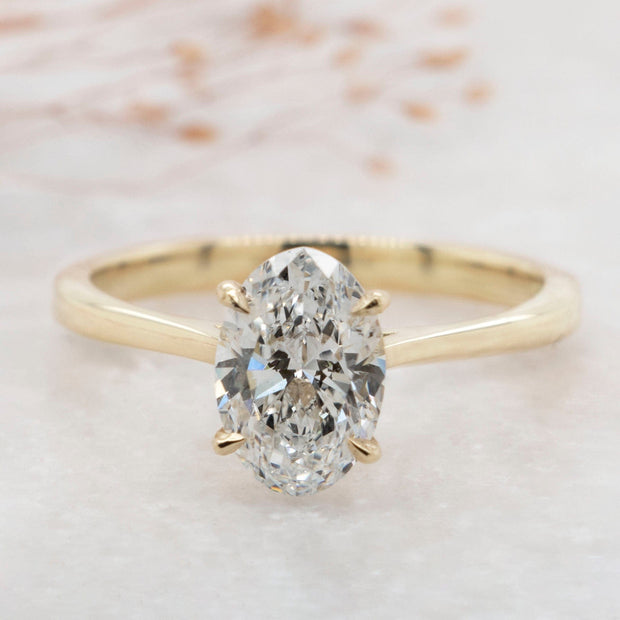 Noah James Jewellers Manchester In Stock Engagement Ring Celeste Oval Cut Lab Grown Diamond Solitaire Engagement Ring 18ct Yellow Gold 1.25ct Lab Grown Diamond Moissanite