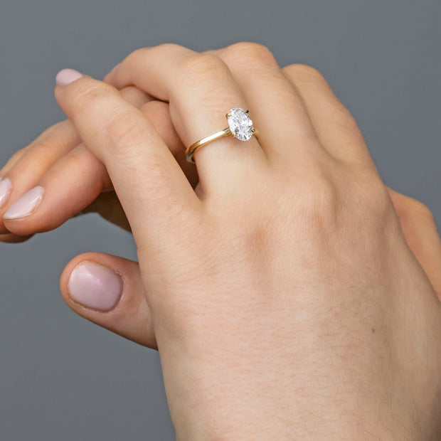 Noah James Jewellers Manchester In Stock Engagement Ring Celeste Oval Cut Lab Grown Diamond Solitaire Engagement Ring 18ct Yellow Gold 1.25ct Lab Grown Diamond Moissanite