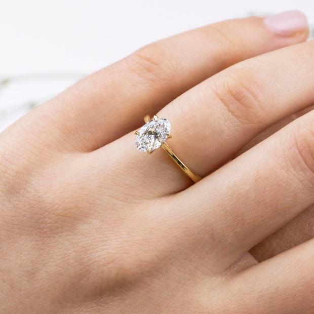 Noah James Jewellers Manchester Engagement Ring Celeste Oval Solitaire Engagement Ring Yellow Gold Lab Grown Diamond Moissanite