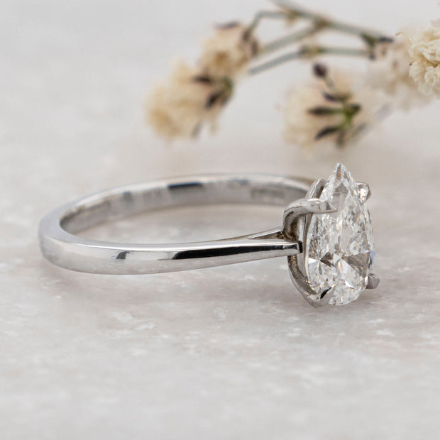 Noah James Jewellers Manchester In Stock Engagement Ring Celeste Pear Shape Lab Grown Diamond Solitaire Engagement Ring 1.00ct Platinum Lab Grown Diamond Moissanite