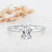 Noah James Jewellers Manchester Engagement Ring Celeste Pear Shape Solitaire Engagement Ring Platinum Lab Grown Diamond Moissanite