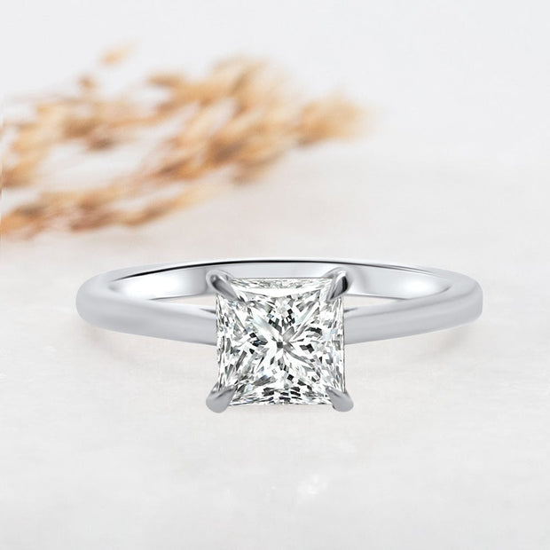 Noah James Jewellers Manchester Engagement Ring Celeste Princess Cut Solitaire Engagement Ring Platinum Lab Grown Diamond Moissanite