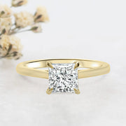 Noah James Jewellers Manchester Engagement Ring Celeste Princess Cut Solitaire Engagement Ring Yellow Gold Lab Grown Diamond Moissanite