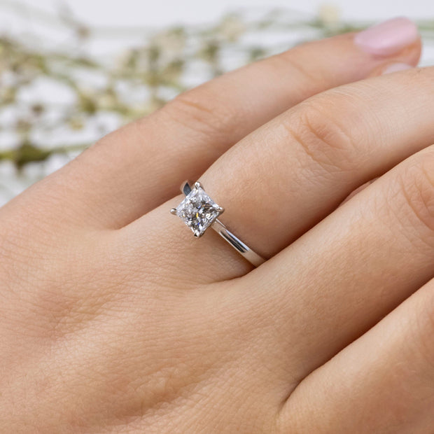 Noah James Jewellers Manchester Engagement Ring Celeste Princess Cut Solitaire Engagement Ring Yellow Gold Lab Grown Diamond Moissanite