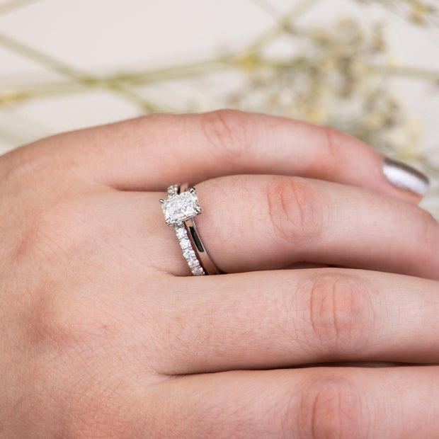 Noah James Jewellers Manchester In Stock Engagement Ring Celeste Radiant Cut Lab Grown Diamond Platinum Solitaire Engagement Ring 1.00ct Lab Grown Diamond Moissanite