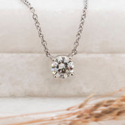 Noah James Jewellers Manchester In Stock Pendant Celeste Round Brilliant Cut Moissanite Claw Set Pendant 9ct White Gold Lab Grown Diamond Moissanite