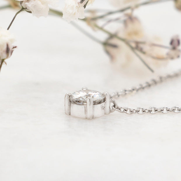 Noah James Jewellers Manchester In Stock Pendant Celeste Round Brilliant Cut Moissanite Claw Set Pendant 9ct White Gold Lab Grown Diamond Moissanite