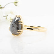 Noah James Jewellers Manchester In Stock Engagement Ring Clara Pear Shape Salt and Pepper Diamond Solitaire Ring 18ct Yellow Gold Lab Grown Diamond Moissanite