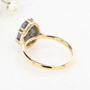 Noah James Jewellers Manchester In Stock Engagement Ring Clara Pear Shape Salt and Pepper Diamond Solitaire Ring 18ct Yellow Gold Lab Grown Diamond Moissanite