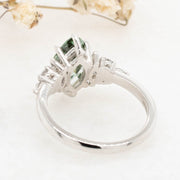 Noah James Jewellers Manchester In Stock Engagement Ring Diana Marquise Cut Green Lab Grown Diamond Engagement Ring with fancy cluster shoulders platinum 1.78ct Lab Grown Diamond Moissanite