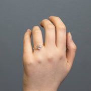 Diana Marquise Cut Peach Lab Grown Diamond Engagement Ring with fancy cluster shoulders 18ct yellow gold 1.00ct