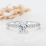 Noah James Jewellers Manchester Engagement Ring Elena Oval Cut Diamond Set Band Engagement Ring Platinum Lab Grown Diamond Moissanite