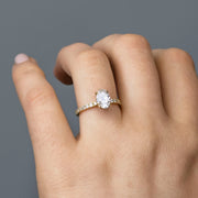 Noah James Jewellers Manchester Engagement Ring Elena Oval Cut Diamond Set Band Engagement Ring Yellow Gold Lab Grown Diamond Moissanite