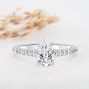 Noah James Jewellers Manchester Engagement Ring Elena Pear Shape Diamond Set Band Engagement Ring Platinum Lab Grown Diamond Moissanite