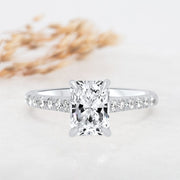 Noah James Jewellers Manchester Engagement Ring Elena Radiant Cut Diamond Set Band Engagement Ring Platinum Lab Grown Diamond Moissanite