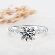 Noah James Jewellers Manchester Engagement Ring Elena Round Brilliant Cut Diamond Set Band Engagement Ring Platinum Lab Grown Diamond Moissanite