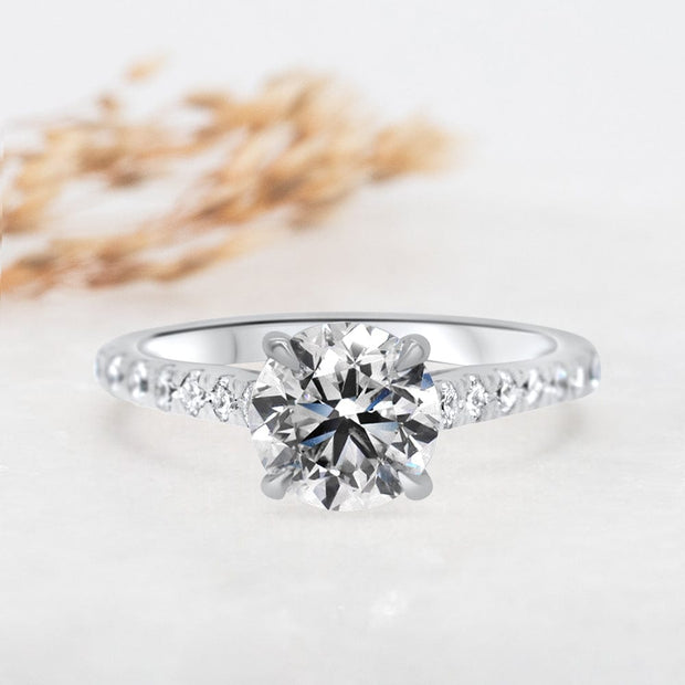 Noah James Jewellers Manchester Engagement Ring Elena Round Brilliant Cut Diamond Set Band Engagement Ring Platinum Lab Grown Diamond Moissanite