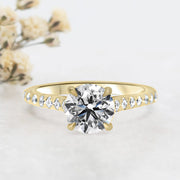 Noah James Jewellers Manchester Engagement Ring Elena Round Brilliant Cut Diamond Set Band Engagement Ring Yellow Gold Lab Grown Diamond Moissanite