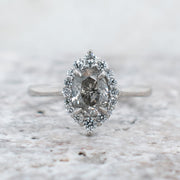 Noah James Jewellers Manchester In Stock Engagement Ring Ersa oval salt and pepper diamond cluster engagement ring Lab Grown Diamond Moissanite