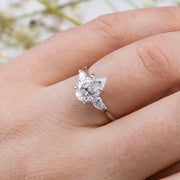 Noah James Jewellers Manchester Engagement Ring Flora 3 Stone Pear Shape Engagement Ring Platinum Lab Grown Diamond Moissanite