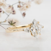 Noah James Jewellers Manchester In Stock Engagement Ring Flora Marquise and Pear Shaped 3 Stone Lab Grown Diamond Engagement Ring Yellow Gold Lab Grown Diamond Moissanite