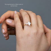 Noah James Jewellers Manchester In Stock Engagement Ring Flora Oval and Pear Shaped 3 Stone Lab Grown Diamond Engagement Ring 18ct Yellow Gold Lab Grown Diamond Moissanite