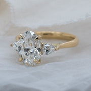 Noah James Jewellers Manchester In Stock Engagement Ring Flora Oval and Pear Shaped 3 Stone Lab Grown Diamond Engagement Ring 2ct Yellow Gold Lab Grown Diamond Moissanite