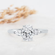 Noah James Jewellers Manchester Engagement Ring Flora Oval Cut and Pear Shape Engagement Ring Platinum Lab Grown Diamond Moissanite