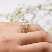 Noah James Jewellers Manchester Engagement Ring Flora Oval Cut and Pear Shape Engagement Ring Yellow Gold Lab Grown Diamond Moissanite