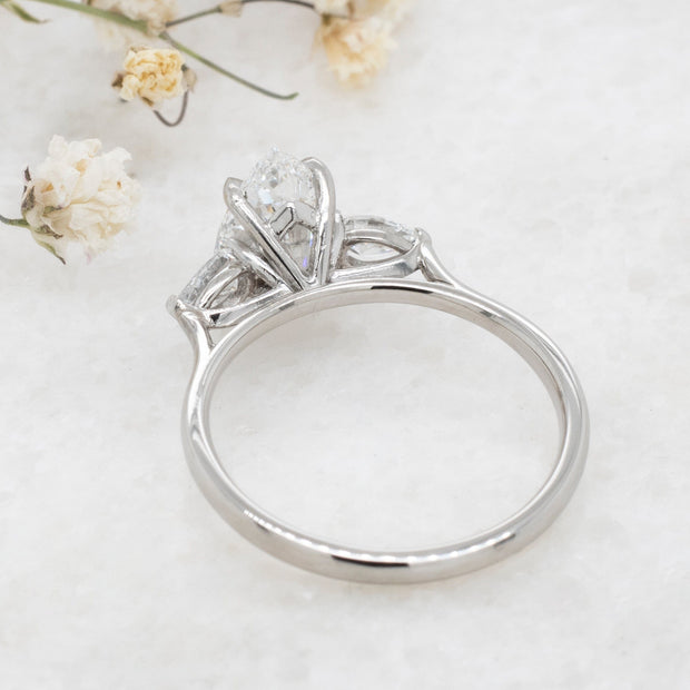 Noah James Jewellers Manchester In Stock Engagement Ring Flora Pear Shaped 3 Stone Lab Grown Diamond Engagement Ring 1.50ct Platinum Lab Grown Diamond Moissanite