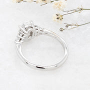 Noah James Jewellers Manchester Engagement Ring Freya Oval Cut Fancy Trefoil Shoulder Engagement Ring Platinum Lab Grown Diamond Moissanite