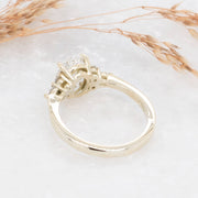 Noah James Jewellers Manchester Engagement Ring Freya Oval Cut Fancy Trefoil Shoulder Engagement Ring Yellow Gold Lab Grown Diamond Moissanite