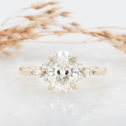 Noah James Jewellers Manchester Engagement Ring Freya Oval Cut Fancy Trefoil Shoulder Engagement Ring Yellow Gold Lab Grown Diamond Moissanite