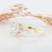 Noah James Jewellers Manchester Engagement Ring Freya Oval Cut Fancy Trefoil Shoulder Engagement Ring Yellow Gold Lab Grown Diamond Moissanite