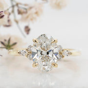 Noah James Jewellers Manchester In Stock Engagement Ring Freya Oval Cut Lab Grown Diamond Solitaire Engagement Ring With Fancy Trefoil Shoulders 1.50ct Yellow Gold Lab Grown Diamond Moissanite