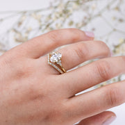 Noah James Jewellers Manchester In Stock Engagement Ring Freya Oval Cut Lab Grown Diamond Solitaire Engagement Ring With Fancy Trefoil Shoulders 1.50ct Yellow Gold Lab Grown Diamond Moissanite