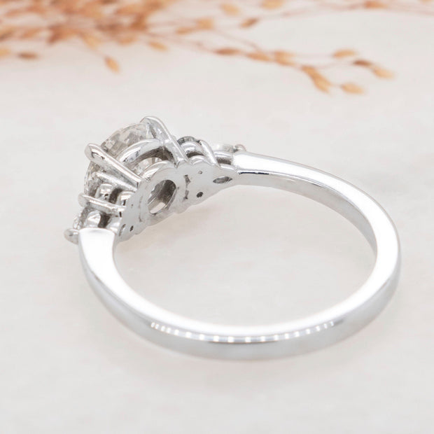 Noah James Jewellers Manchester Engagement Ring Freya Round Brilliant Cut Fancy Trefoil Shoulder Engagement Ring Yellow Gold Lab Grown Diamond Moissanite