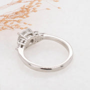 Noah James Jewellers Manchester In Stock Engagement Ring Freya Round lab grown diamond engagement ring with fancy trefoil shoulders Platinum 1.00ct Lab Grown Diamond Moissanite