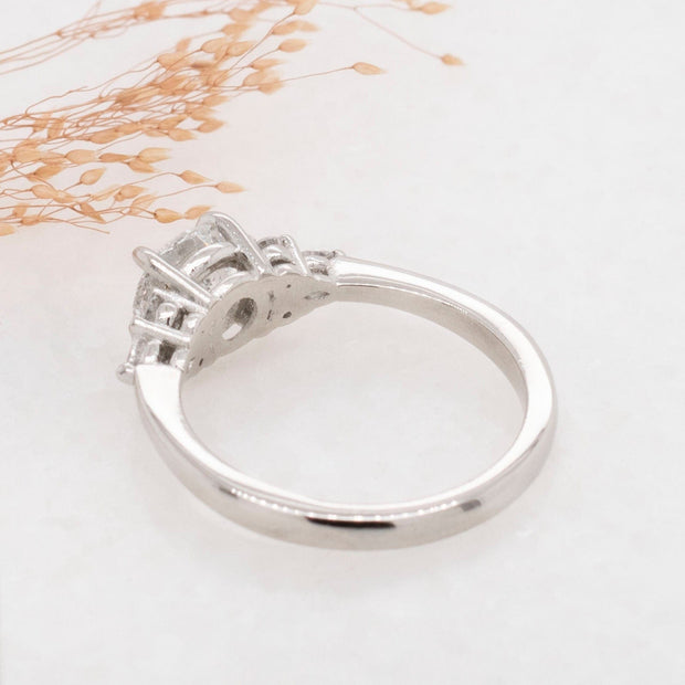 Noah James Jewellers Manchester In Stock Engagement Ring Freya Round lab grown diamond engagement ring with fancy trefoil shoulders Platinum 1.00ct Lab Grown Diamond Moissanite