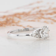 Noah James Jewellers Manchester In Stock Engagement Ring Freya Round lab grown diamond engagement ring with fancy trefoil shoulders 1.00ct Lab Grown Diamond Moissanite